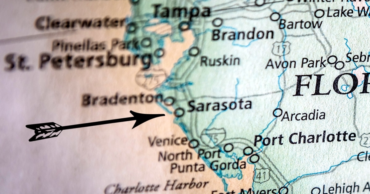 sarasota on the map - is sarasota in southwest florida